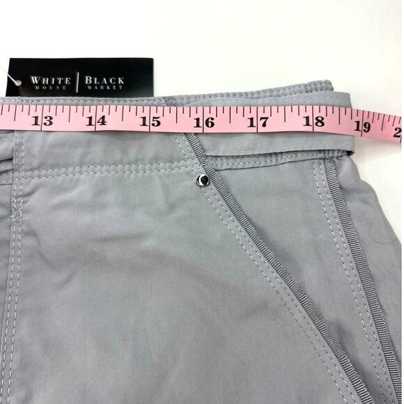 NEW WHITE HOUSE BLACK MARKET GRAY LINED Belted Silver Accents MODAL SKIRT 14 - Picture 11 of 11